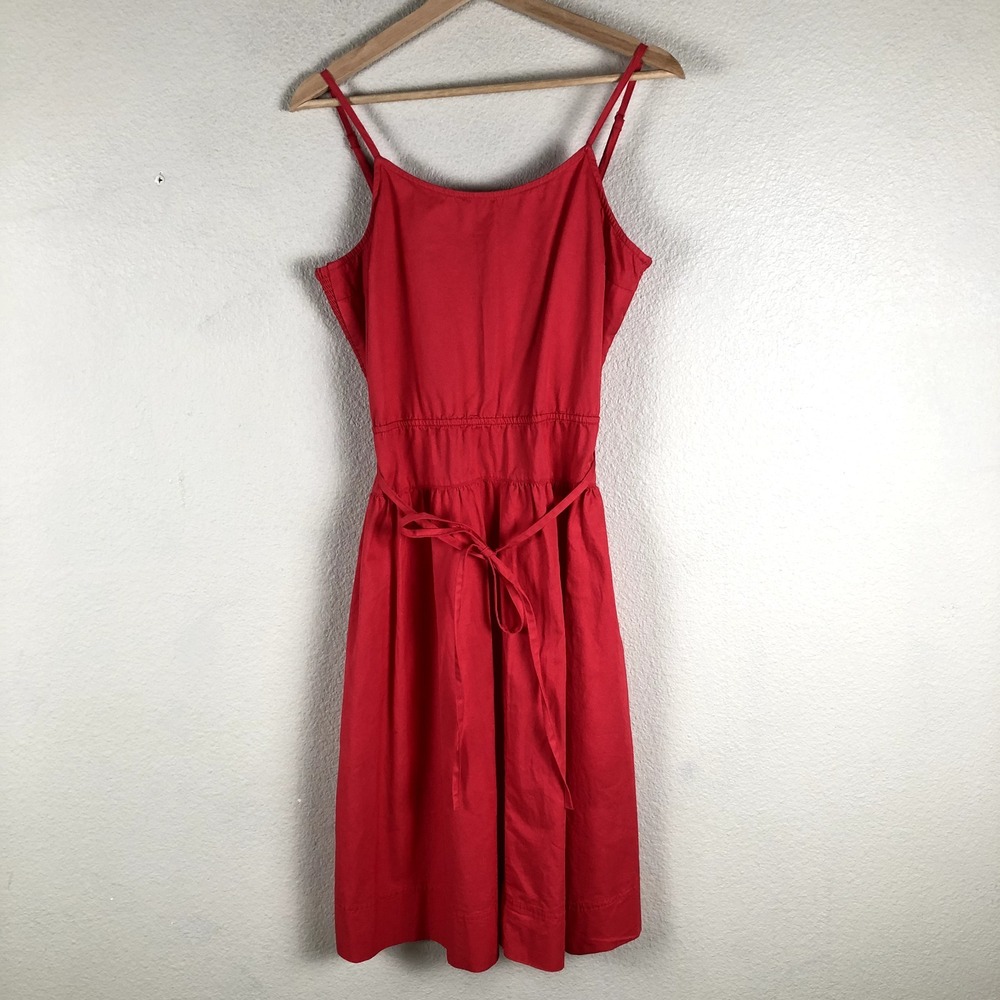 Free Assembly Dress Womens Small Red Shahi Strappy Smocked Fit & Flare Tie Belt